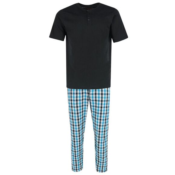 Ten West Apparel Men's Henley Short Sleeve and Plaid Pajama Pant Set - Picture 1 of 3